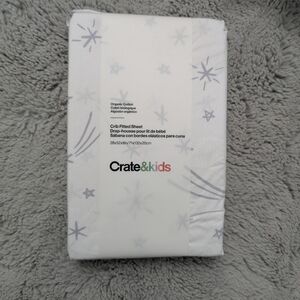 NWT Crate & Barrel 100% Organic Cotton Baby Crib Fitted Sheet